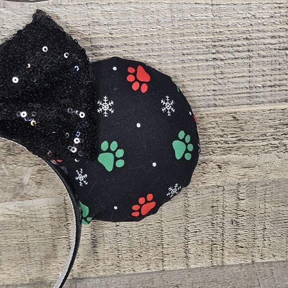 Disney Ears Christmas Minnie Mouse Paw Print Ears Handmade - Picture 2 of 5